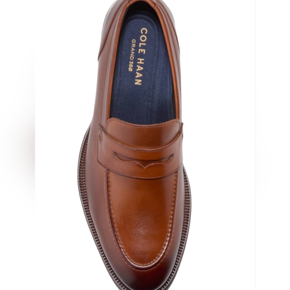 Cole Haan Men Carnegie British Tan Brown Leather Penny Loafers ... Size 9.5 - Picture 10 of 10